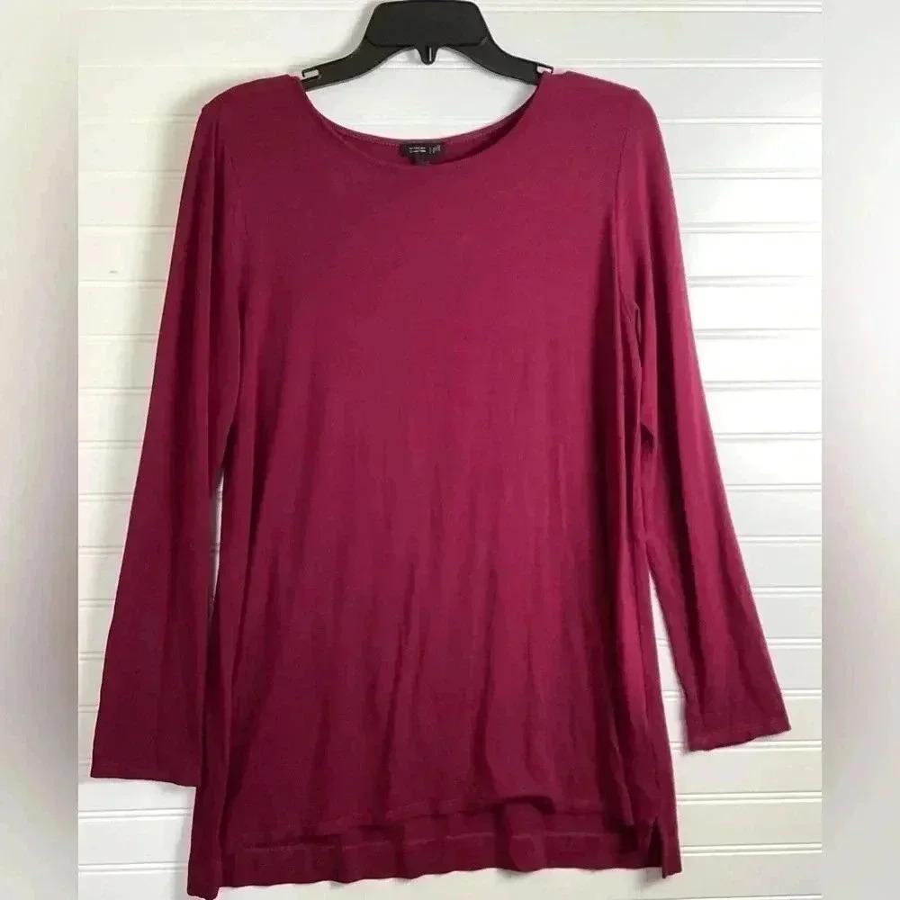 J. JILL Top  Medium Tunic Wearever Collection Rayon Maroon
